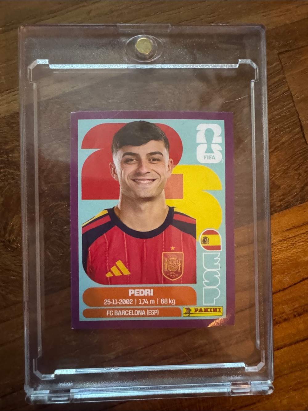 Panini Pedri Sticker — Red, Yellow, Purple